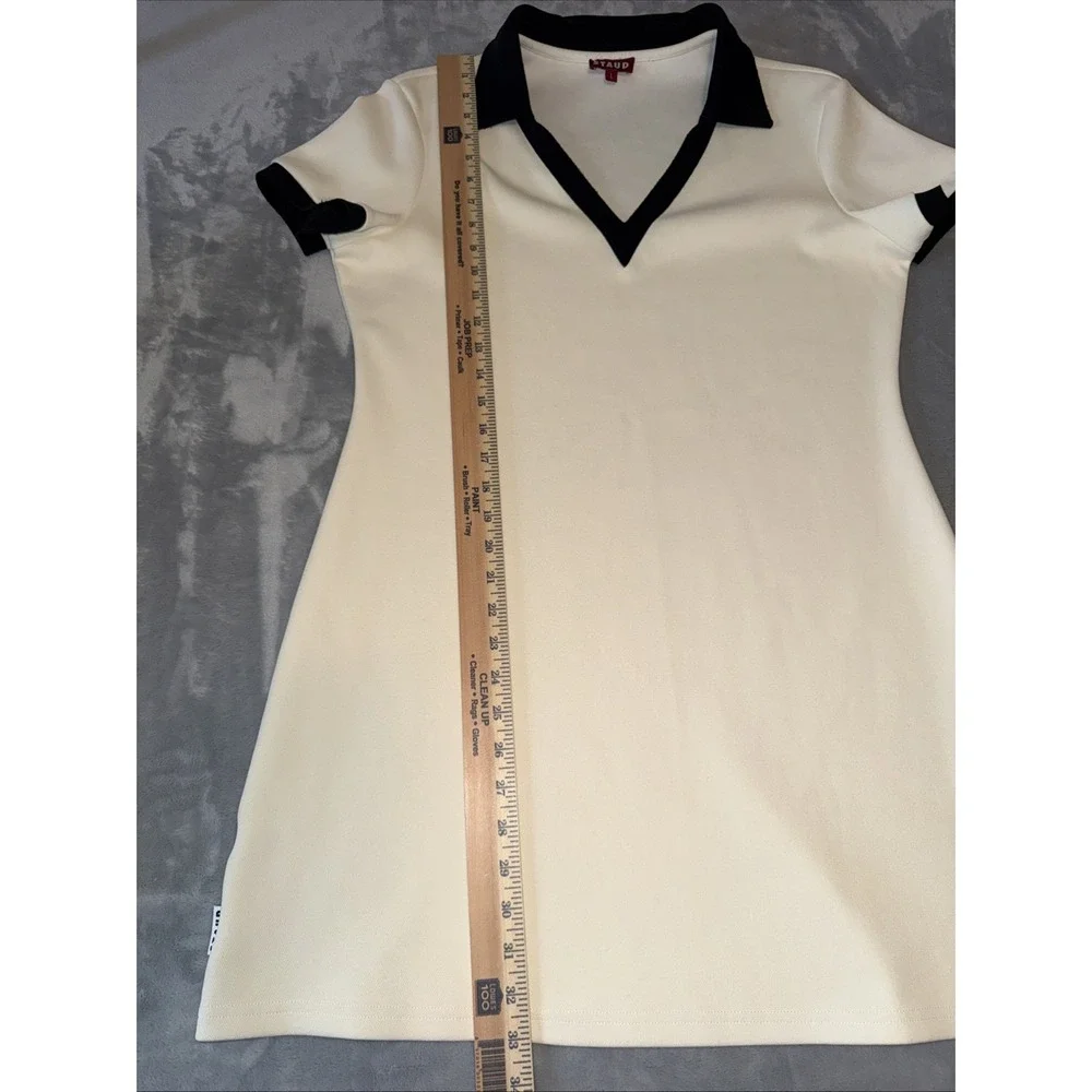 Staud Court Volley Mini Dress Women's Sz L Sporty White V-Neck‎ Golf Pickleball